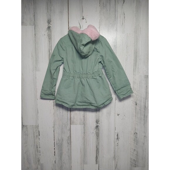 Little Lass Size 5 Hooded Jacket Green & Pink Canvas - Picture 4 of 6